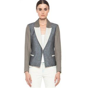 Laveer Womens Tri Montage Colorblock Flax-Blend Blazer Jacket USA 8